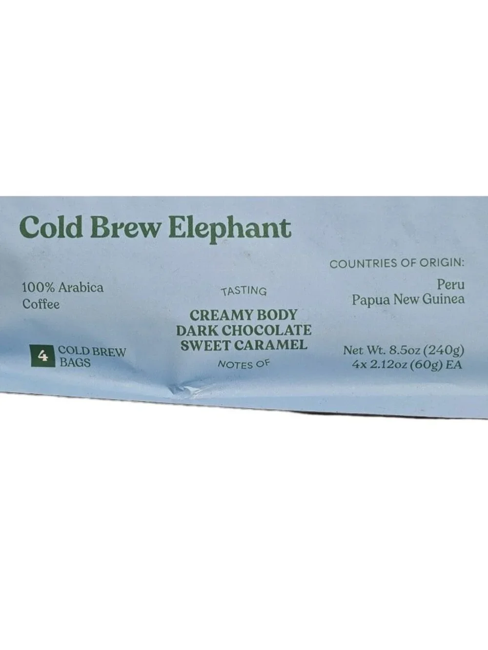 Chamberlain Coffee Cold Brew Elephant Organic Ground Medium Roast 8.5 Oz Bag